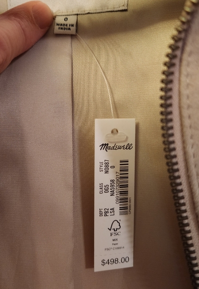 Madewell Shrunken Zip-Front Jacket in Suede size 0 in Light Sand color - Picture 9 of 14